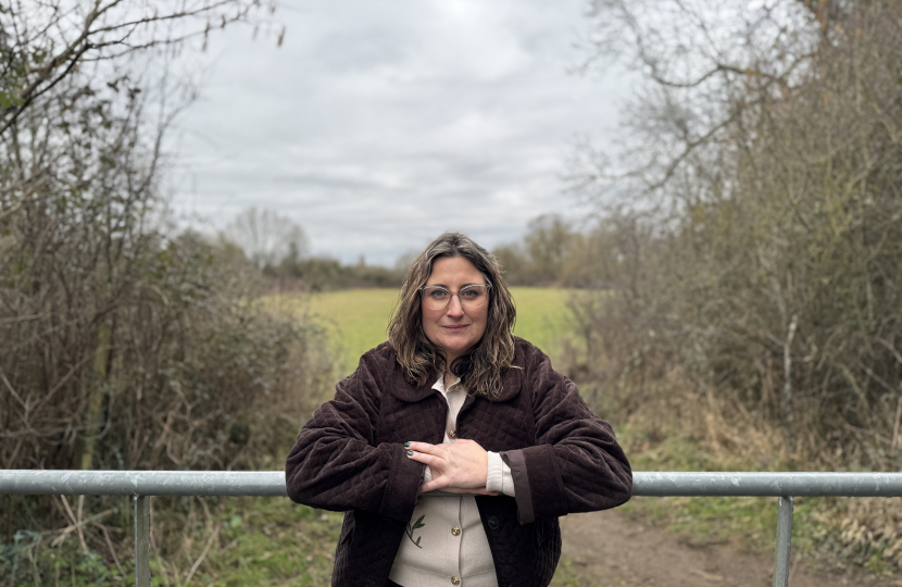 Cllr Liz Brennan at the site in Charfield