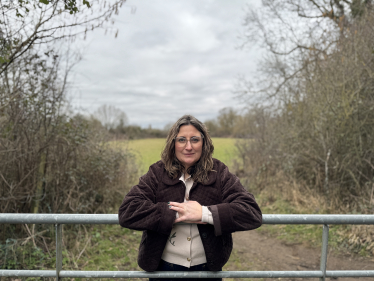 Cllr Liz Brennan at the site in Charfield